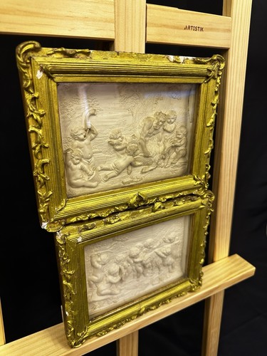 Antique plaster cherub scenes - antique,