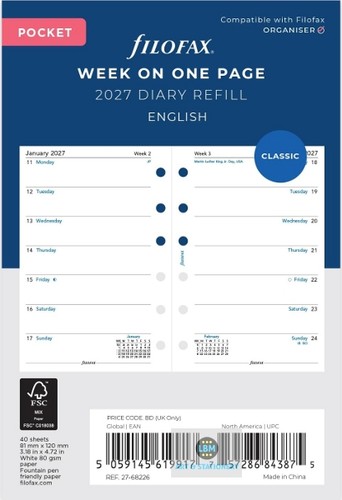 Filofax 2027 pocket - pocket, diary