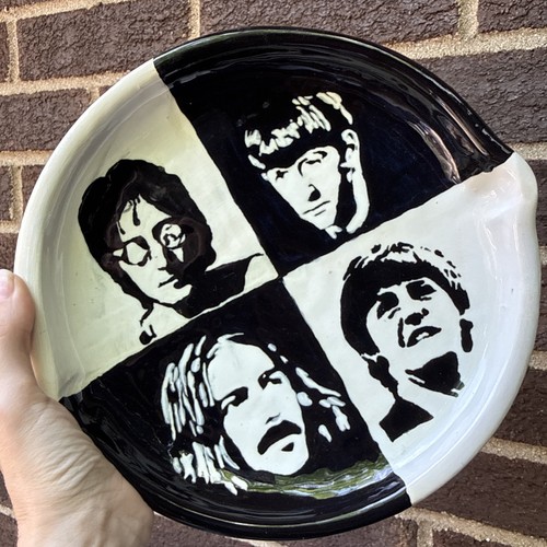 Handmade pottery beatles - handmade, plate