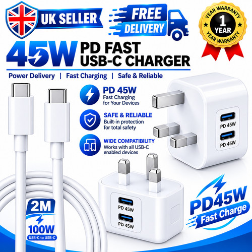 45w fast usb mains - usb-c,