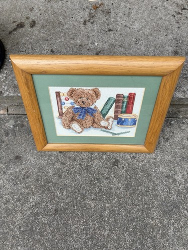 Handmade cross stitch teddy - handmade,