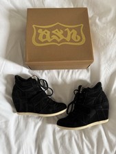 Vintage black suede and canvas