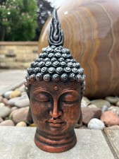 Copper & Silver Buddha Head Garden Gift Decor Decoration Ornament Resin