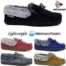 LADIES MOCCASIN SLIPPERS MEMORY FOAM FAUX SHEEPSKIN LOAFERS WARM LINED SHOES 3-8