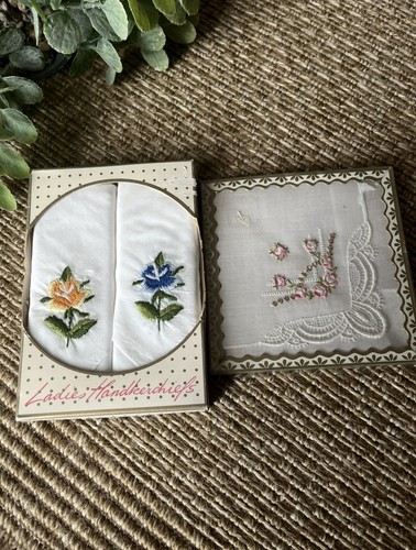 Vintage ladies handkerchiefs - vintage,