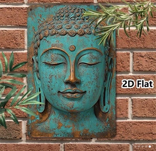 Turquoise buddha metal wall - buddha, 2d