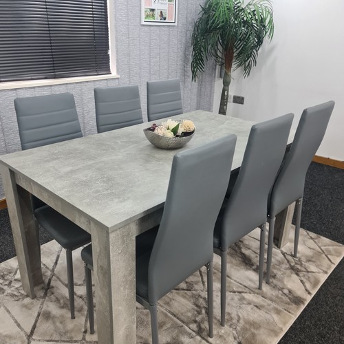 Grey dining table - 6, chairs