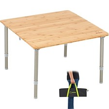 ATEPA Bamboo Folding Camping Table Height Adjustable Lightweight