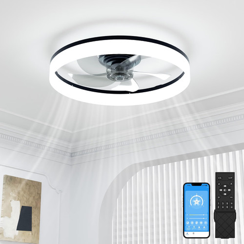 50cm black led ceiling fan - black,
