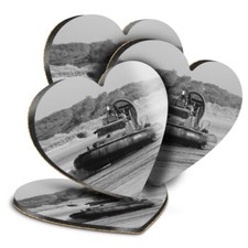 4x Heart MDF Coasters - BW -