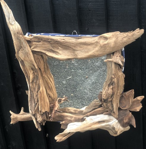 Sculptured driftwood mirror