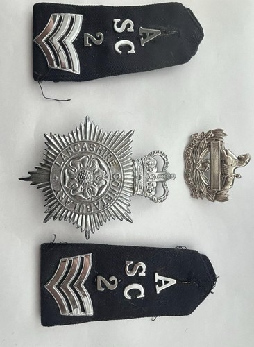 Old police badges and - old, straps