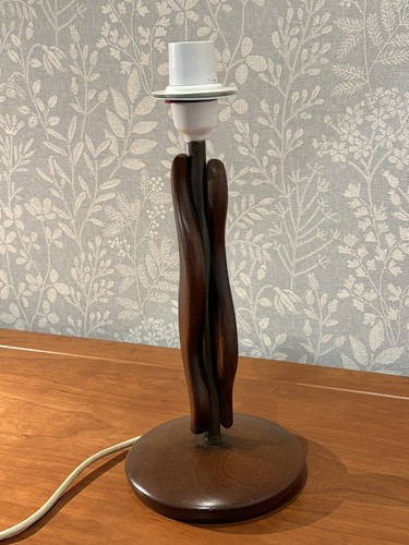 Vintage wooden twisted lamp - vintage,
