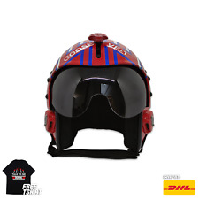 TOP GUN GOOSE BLUE HGU-33 FLIGHT HELMET MOVIE PROP PILOT AVIATOR USN NAVY+SHIRT