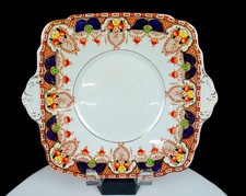 Burgess Bros Carlisle Ware Porcelain Imari Handled 10 1/4" Cake Plate 1922-1939