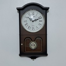 Wm.Widdop Plastic Wood Effect Wall Pendulum Clock Very Good Condition Working