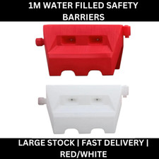 Water Filled Safety Barrier 1m - Road Traffic Seperator Heavy Duty | White Red