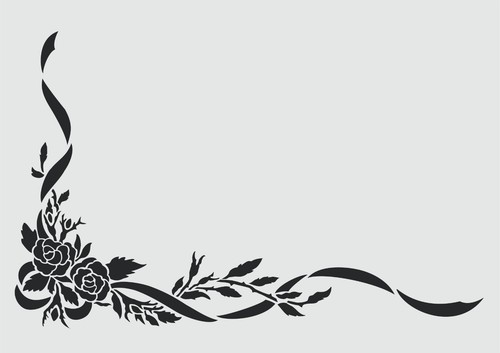 Rose flower stencil corner - rose,