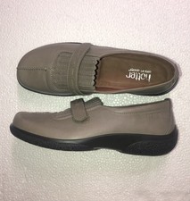 Hotter grey brown leather flat comfort slip on shoes in box size 39 NEW