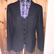 Womens Vintage Luisa Spagnoli Blazer 95% Virgin Wool Charcoal Grey Lined Size 12