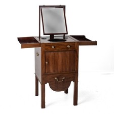 Georgian Mahogany Boxwood Inlaid Washstand c18th (Mirror Tambour Cabinet Folding