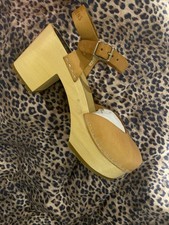 Hasbeens Women's Krillan Nature 94403 Brown Tan Leather Clog heels Size UK6 EU39