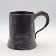 ANTIQUE 19th Century Pewter HALF PINT TANKARD
