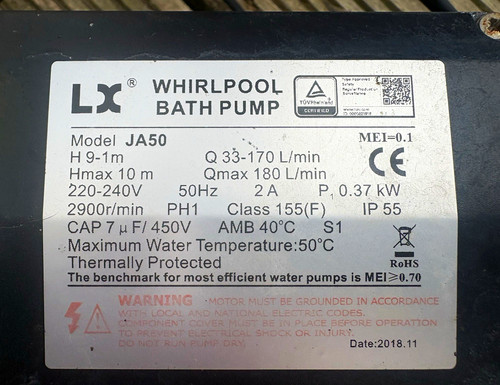 Ja50 whirlpool bath pump - ja50,