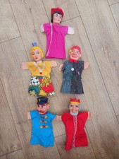 Vintage Punch And Judy Hand Puppets with Rubber Heads Bundle 