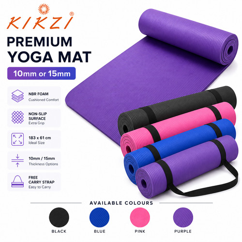 Kikzi yoga mat 10mm 15mm - mat,