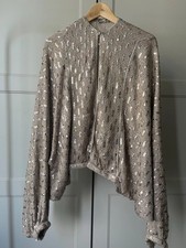 Bill Gibb 70s Vintage Pale Gold Knitted Sequin cardigan One Size