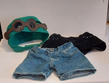 Build A Bear Peanuts Snoopy Aviator Flying Ace Pilot Hat Glasses Shorts & Skirt