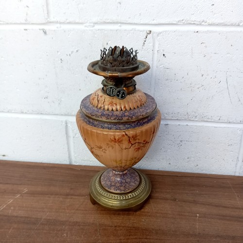 Antique pottery oil lamp with - antique,