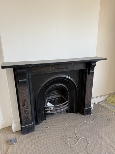 Stone marble fireplace with - marble,