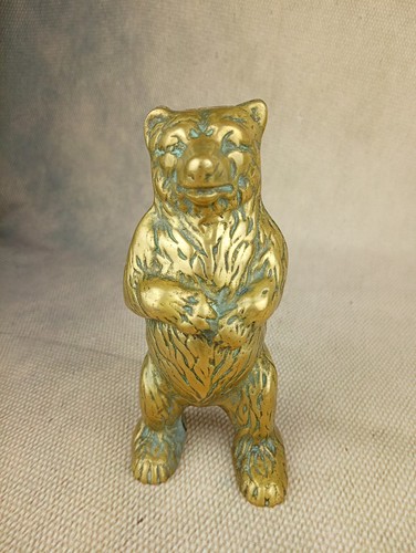 Vintage brass bear money - brass,