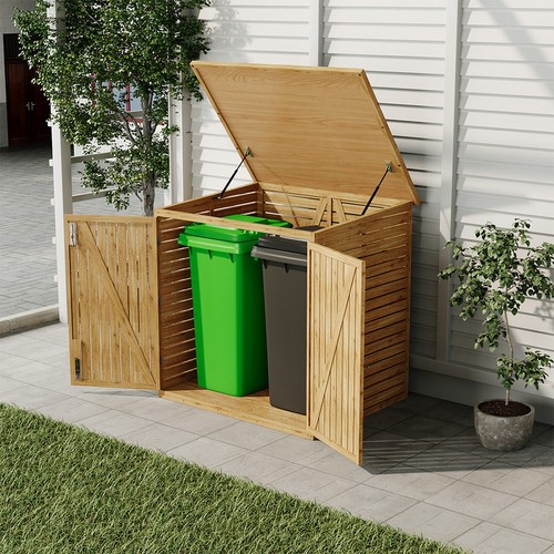 Outdoor wooden wheelie bin - outdoor,