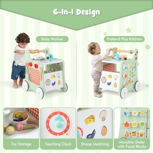 Wooden baby walker - 6-in-1,