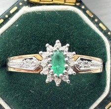 Solid 9ct Gold Emerald And