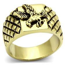 Mens gold eagle ring signet pinky solid stamped 18kt handmad