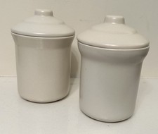 LONDON DESIGN STUDIO Ceramic Stoneware Pot Retro Container Jar With Lid x2