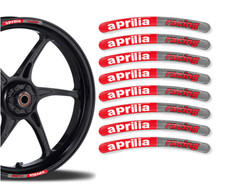 Aprilia Racing 3D Gel Motorcycle Wheel Rim Sticker Decals Set Red & White