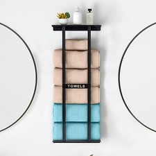 Towel Rack with Shelf Metal Wall Mounted Towel Holder for Camping SPA Salon