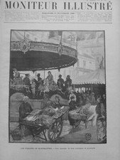 1890 Wooden Carousel Horses Montmartre Racing Games 4 Antique Newspapers