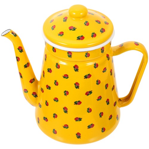 Yellow enamel coffee pot - enamel,