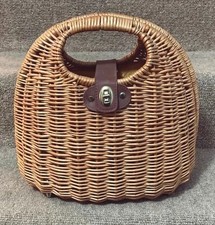 TRUE VINTAGE '50/60s WICKER RATTAN FOOTED LADIES HANDBAG - EXCELLENT CONDITION