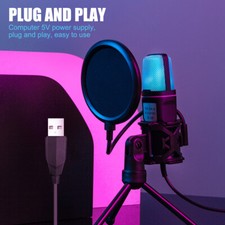 USB Condenser Microphone PC Laptop Desktop Gaming Mic for Streaming Podcast