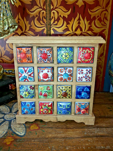 Hand painted ceramic drawer - painted,