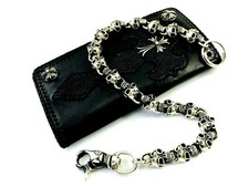 Heavy 950 Sterling Silver Skull Biker Wallet Chain. 183 grams, 46 cm, 18"