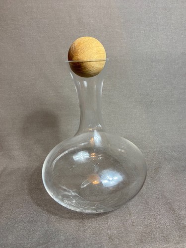 Glass decanter with oak ball - glass,