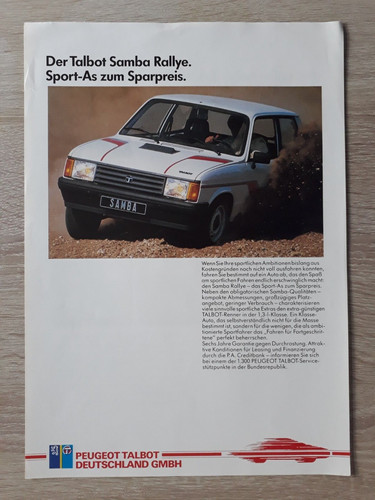 Talbot samba rallye - brochure, /